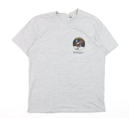 H&M Men’s Grey NASA Apollo 11 Graphic Crew Neck Cotton T-Shirt Size L