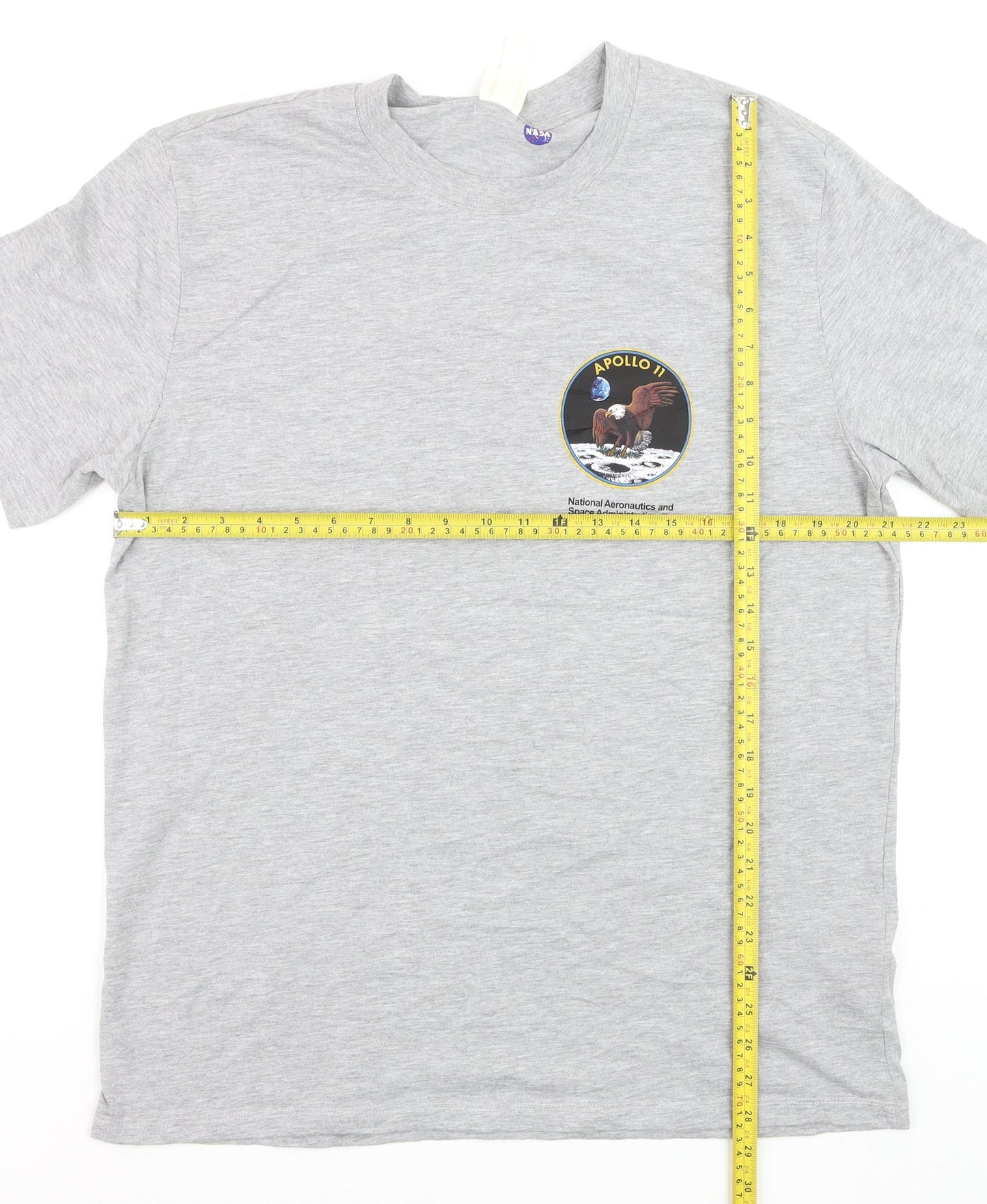 H&M Men’s Grey NASA Apollo 11 Graphic Crew Neck Cotton T-Shirt Size L