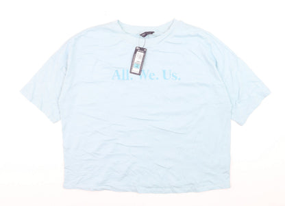 Marks and Spencer Women Blue Size 14 Basic Cotton T-Shirt
