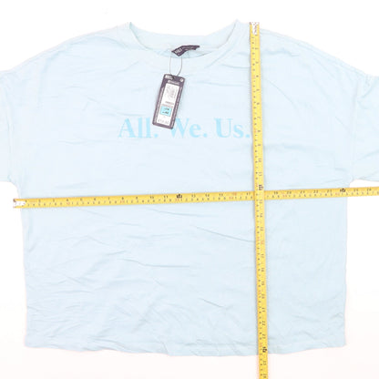 Marks and Spencer Women Blue Size 14 Basic Cotton T-Shirt