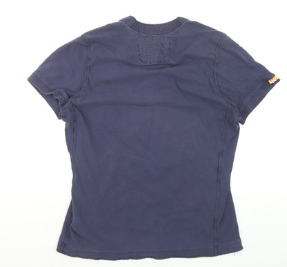 Superdry Men's Blue 2XL Henley Short Sleeve Cotton T-Shirt