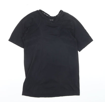 K15-A Men's Black Small V-Neck Athletic Polyamide Short Sleeve T-Shirt