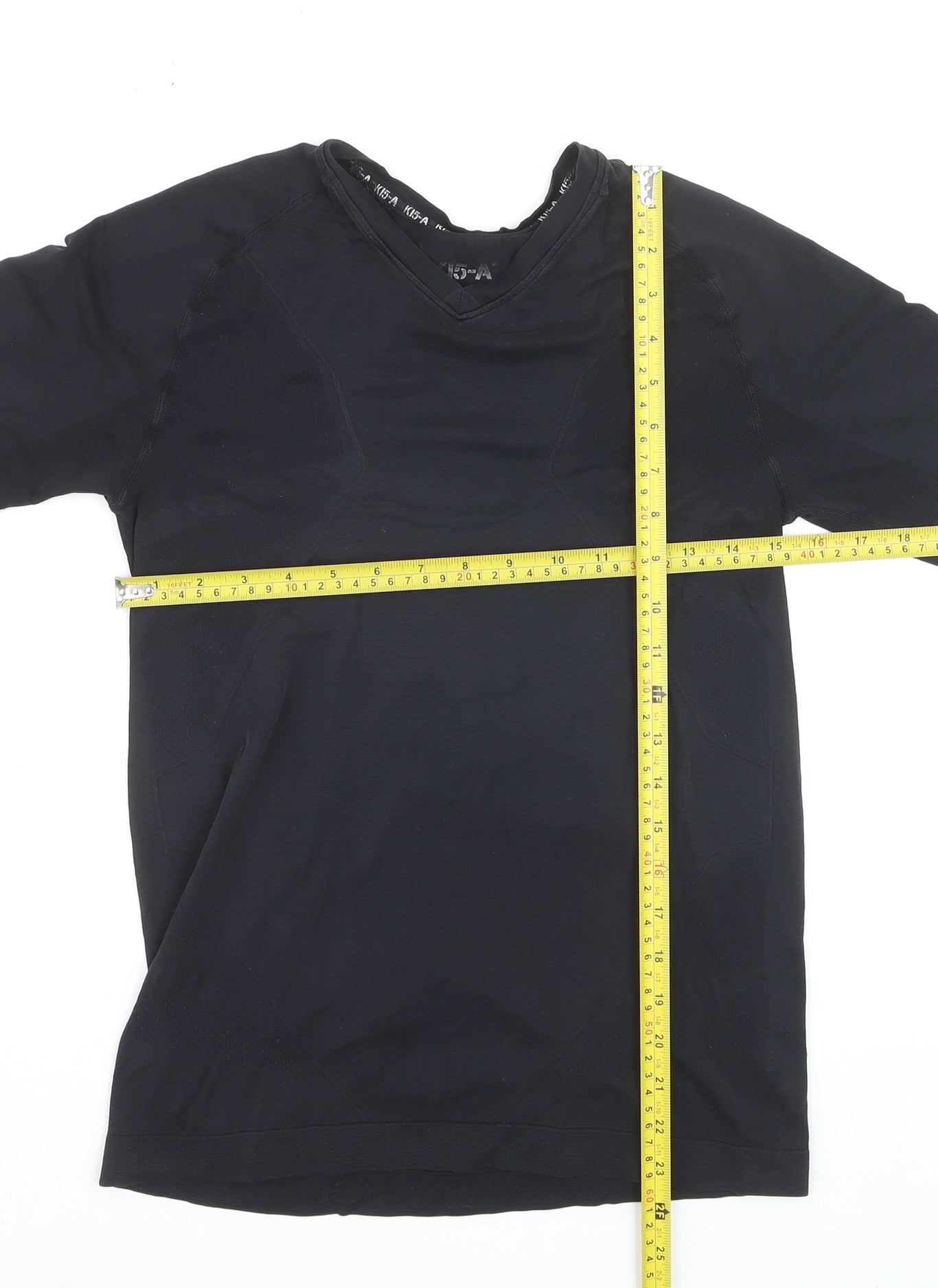 K15-A Men's Black Small V-Neck Athletic Polyamide Short Sleeve T-Shirt