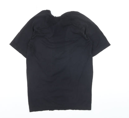 K15-A Men's Black Small V-Neck Athletic Polyamide Short Sleeve T-Shirt