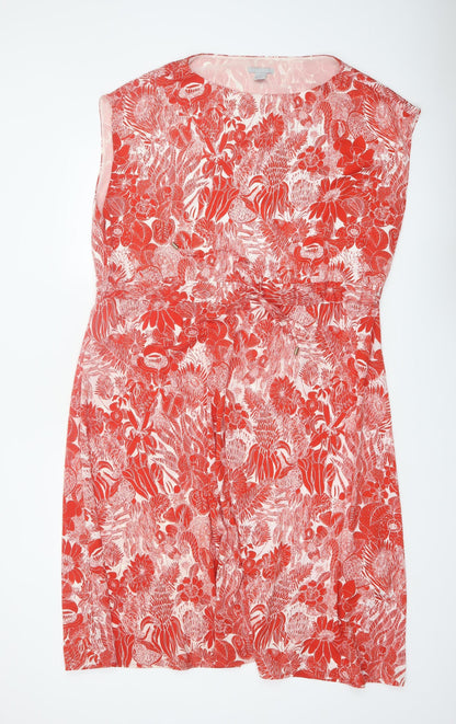 H&M Women Red Floral Sleeveless Shift Dress Size 22