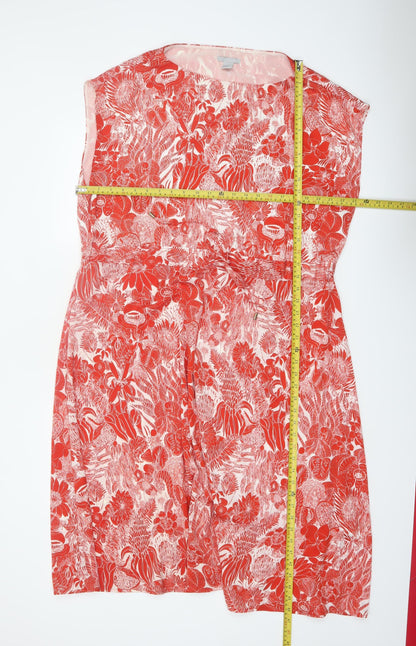 H&M Women Red Floral Sleeveless Shift Dress Size 22