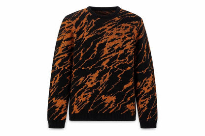 Solo Womens Black Orange Animal Print Acrylic Knit Jumper S