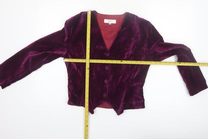 NEXT Womens Purple Velvet Suit Jacket Size 12 Classic Tailored