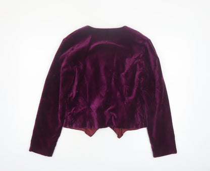 NEXT Womens Purple Velvet Suit Jacket Size 12 Classic Tailored
