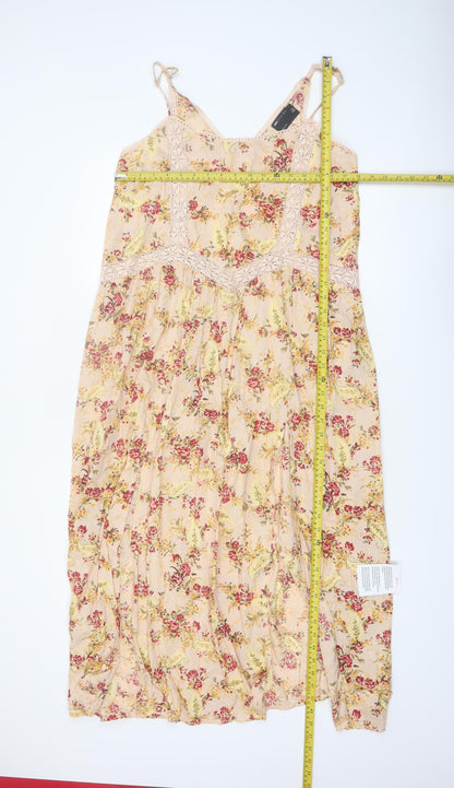 ASOS DESIGN Women’s Beige Floral Midi Slip Dress Size 8