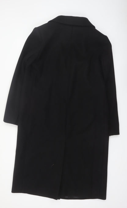 Marks and Spencer Women's Black Wool Blend Long Overcoat Size 14