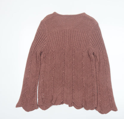 Alexara Women Pink Knit Button Cardigan L Long Sleeve