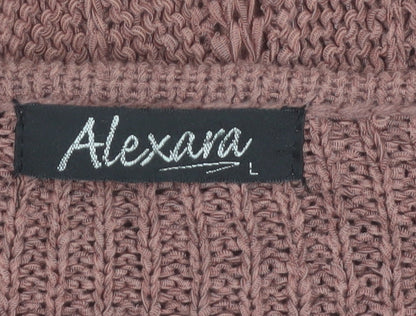 Alexara Women Pink Knit Button Cardigan L Long Sleeve
