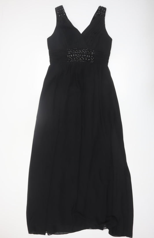 Planet Womens Black Beaded Empire Waist Sleeveless Formal Dress Size 8