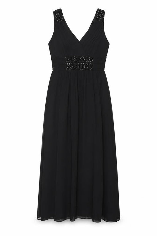 Planet Womens Black Beaded Empire Waist Sleeveless Formal Dress Size 8