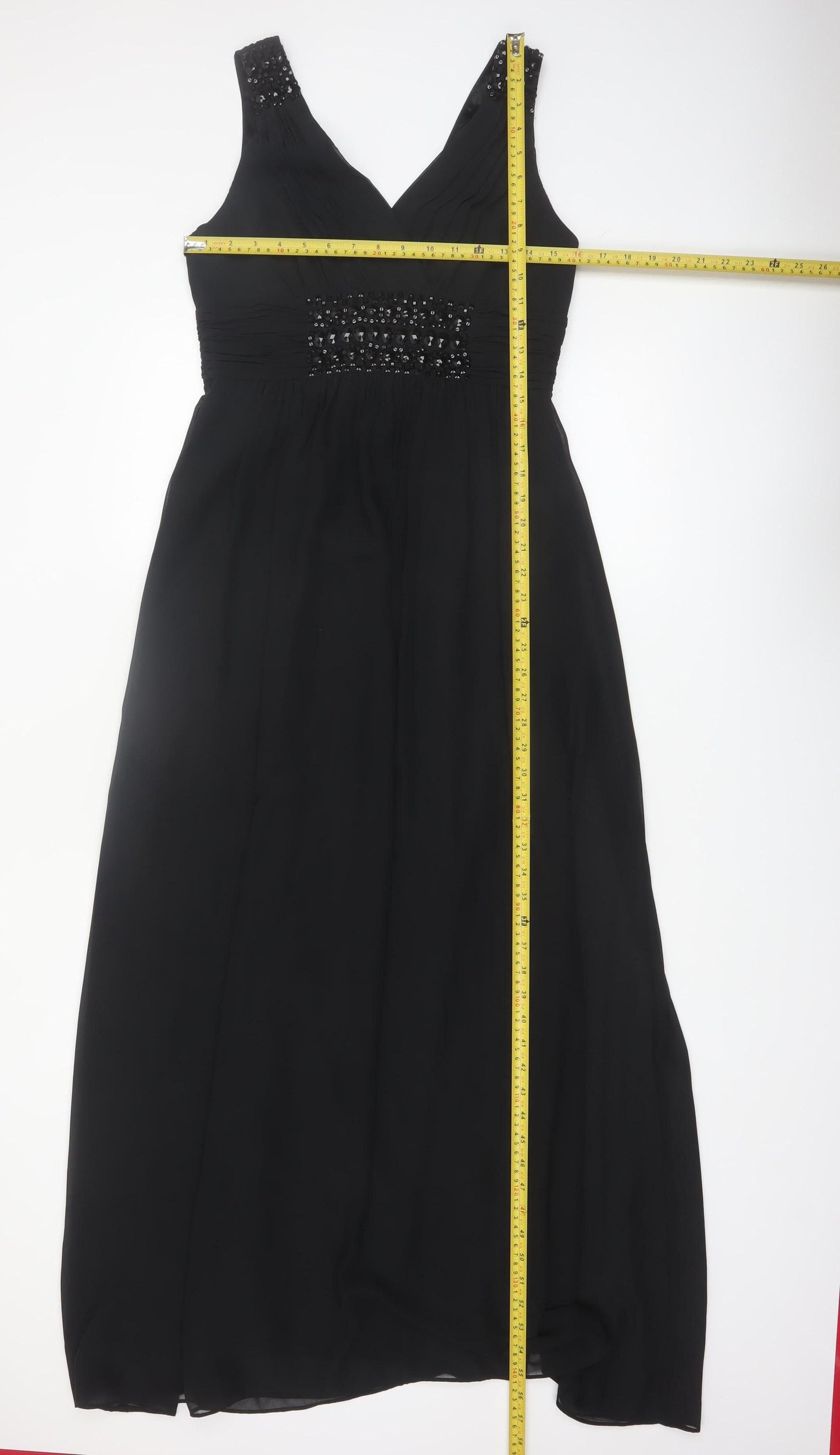 Planet Womens Black Beaded Empire Waist Sleeveless Formal Dress Size 8