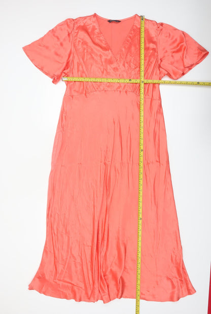 Marks and Spencer Women’s Orange A-Line Viscose Long Dress Size 22