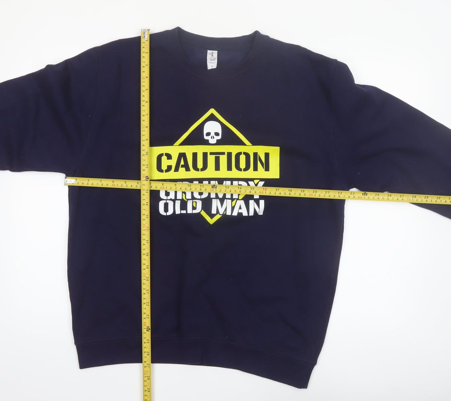 JustHoods Mens Blue Funny Graphic Pullover Sweatshirt Size L