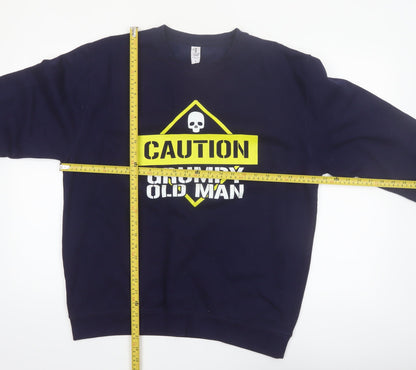 JustHoods Mens Blue Funny Graphic Pullover Sweatshirt Size L