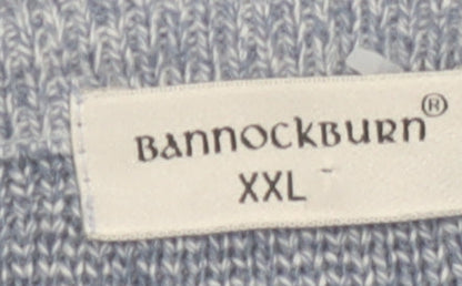 Bannockburn Men's Blue Argyle V-Neck Acrylic Jumper 2XL