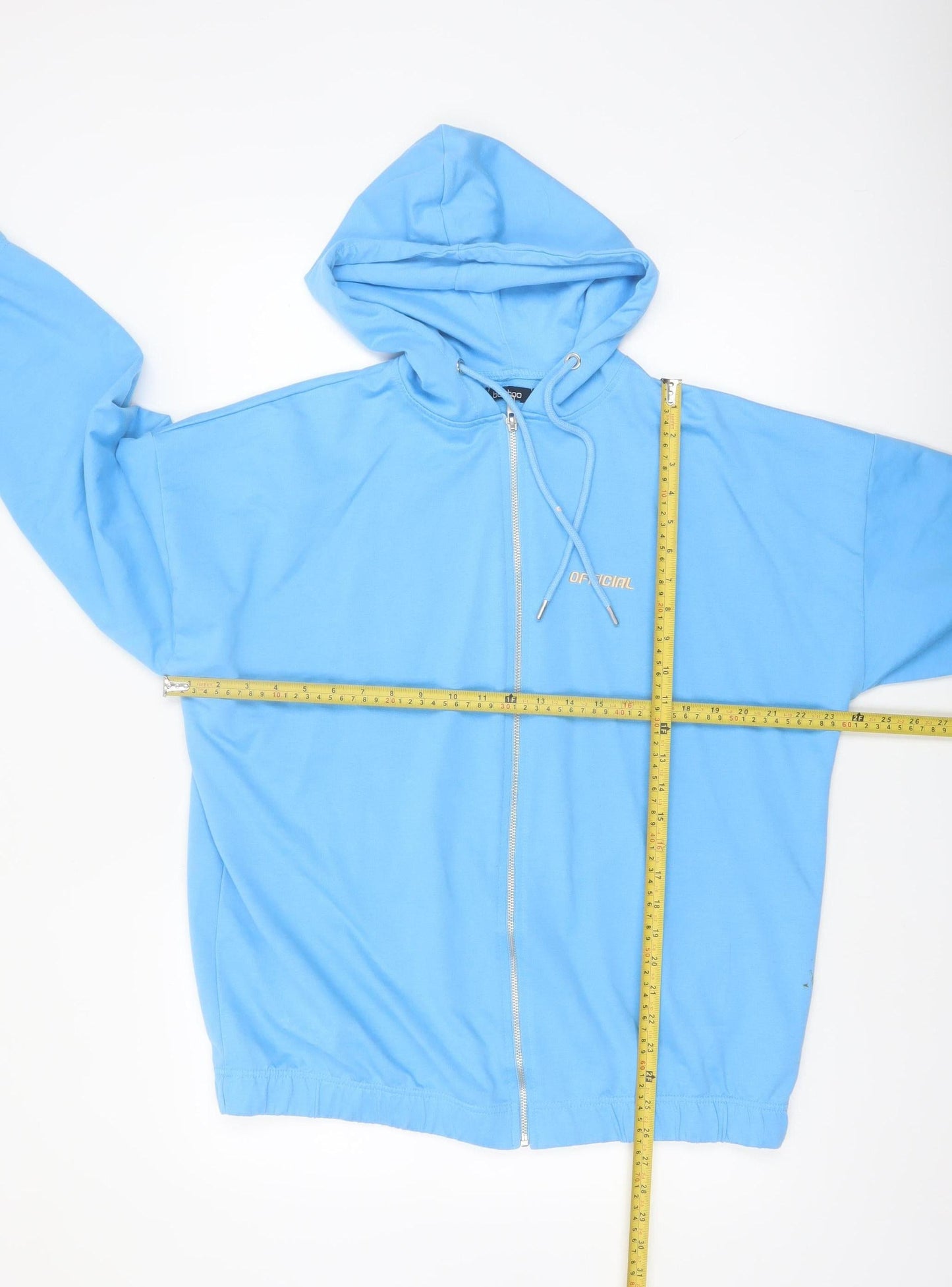 Boohoo Women's Blue Full Zip Hoodie Size M Relaxed Fit