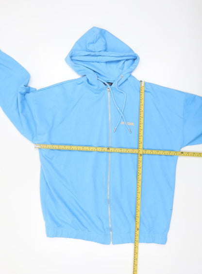 Boohoo Women's Blue Full Zip Hoodie Size M Relaxed Fit