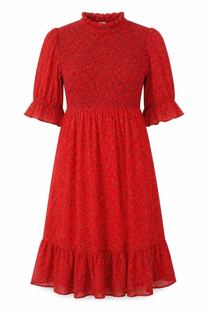 Finery Women’s Red Floral Midi A-Line Dress Size 8