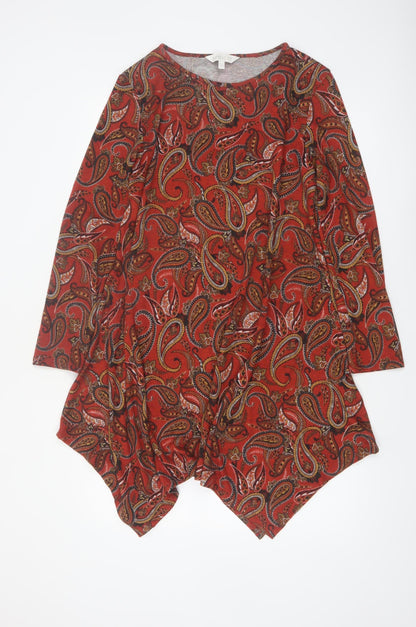 Apricot Women Red Paisley Asymmetric Long Sleeve Dress Size 12