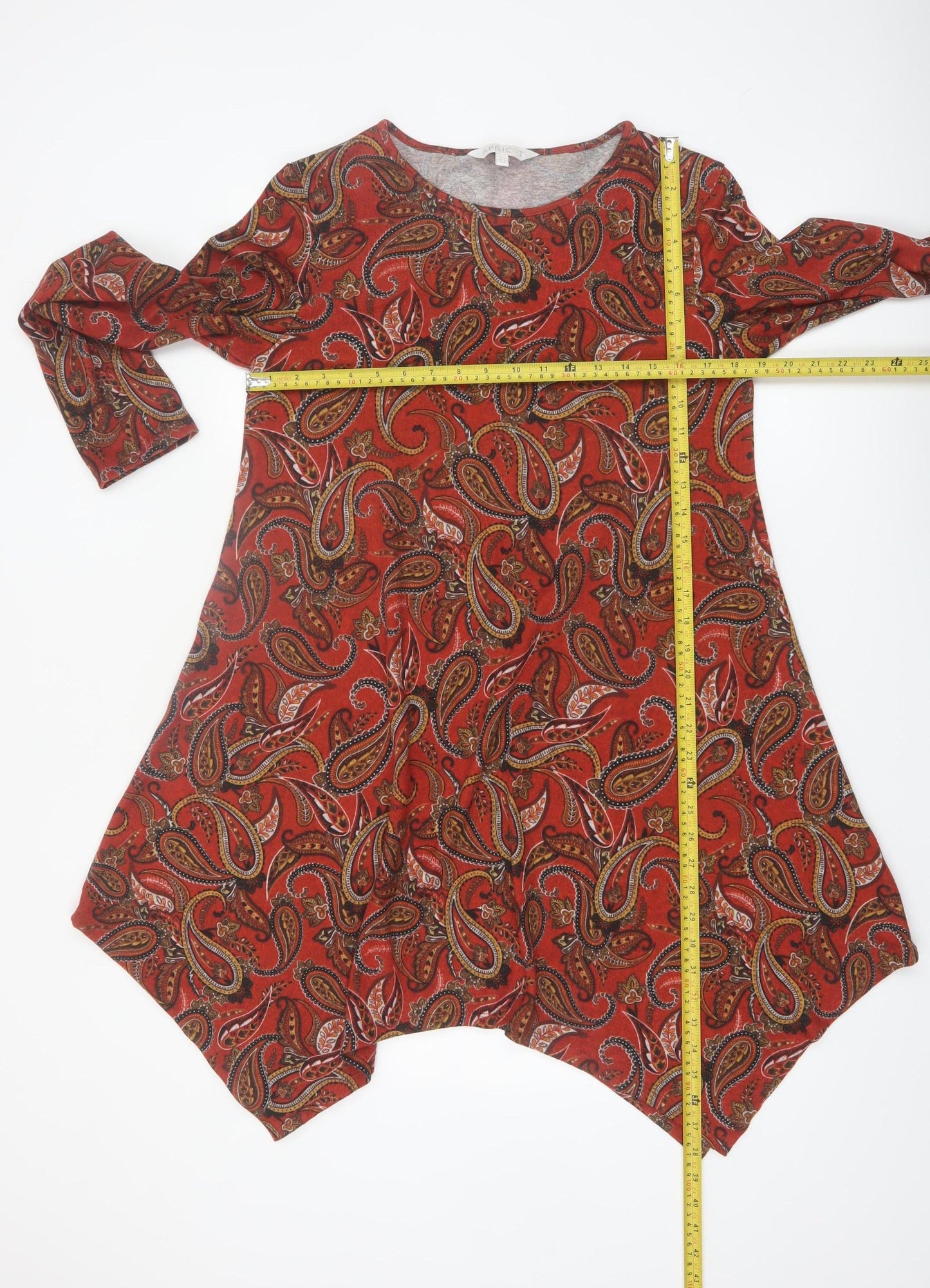 Apricot Women Red Paisley Asymmetric Long Sleeve Dress Size 12