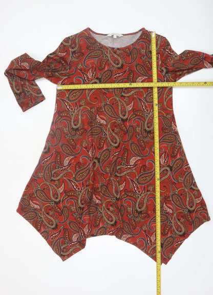 Apricot Women Red Paisley Asymmetric Long Sleeve Dress Size 12