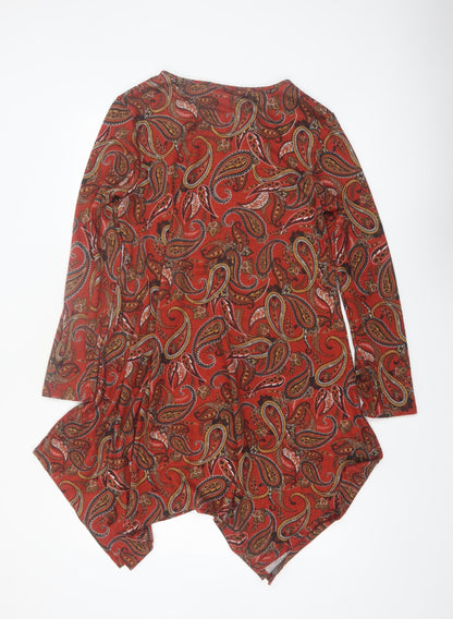 Apricot Women Red Paisley Asymmetric Long Sleeve Dress Size 12