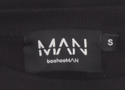 boohooMAN Men's Black Graphic Print Pullover Sweatshirt Size S