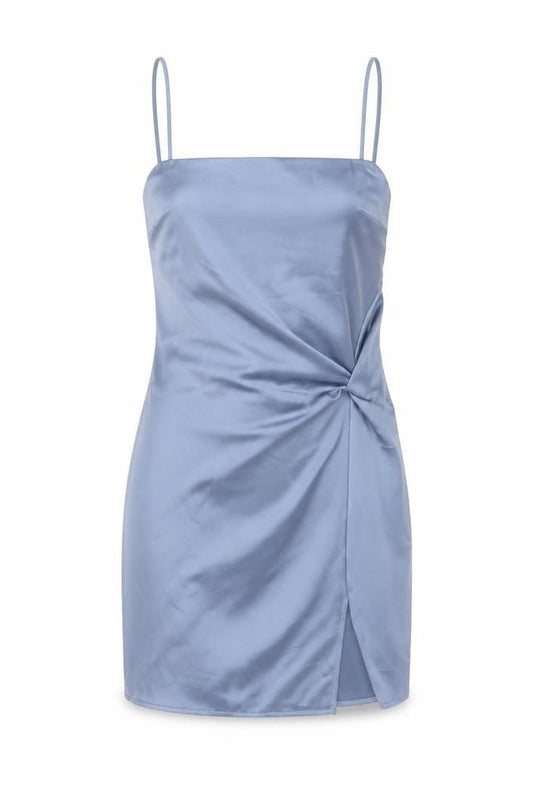 Topshop Women’s Blue Satin Ruched Slip Dress UK 4