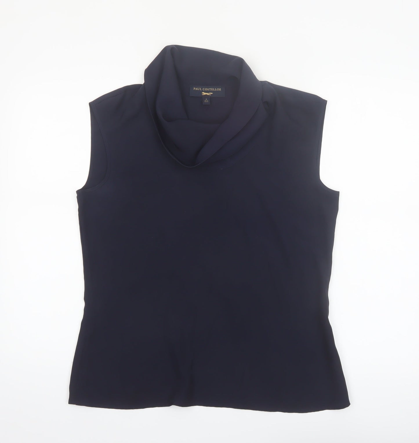 Paul Costelloe Women's Blue Sleeveless Cowl Neck Blouse UK 12