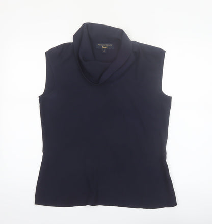 Paul Costelloe Women's Blue Sleeveless Cowl Neck Blouse UK 12