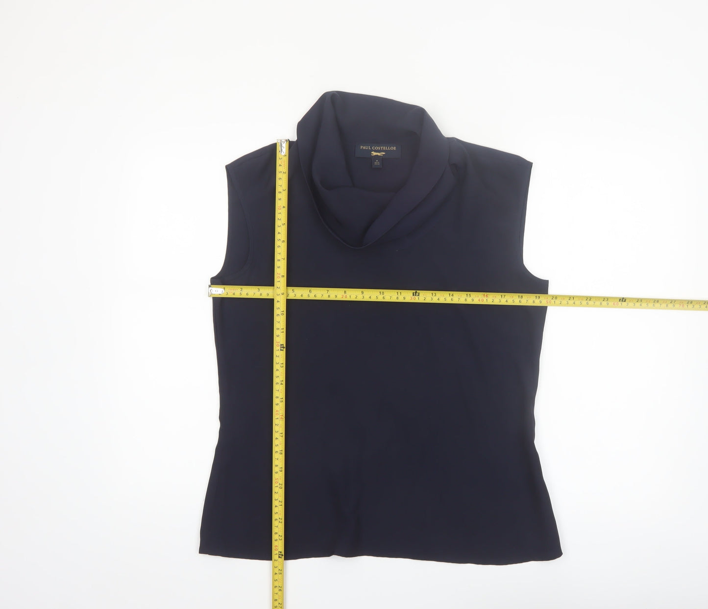 Paul Costelloe Women's Blue Sleeveless Cowl Neck Blouse UK 12