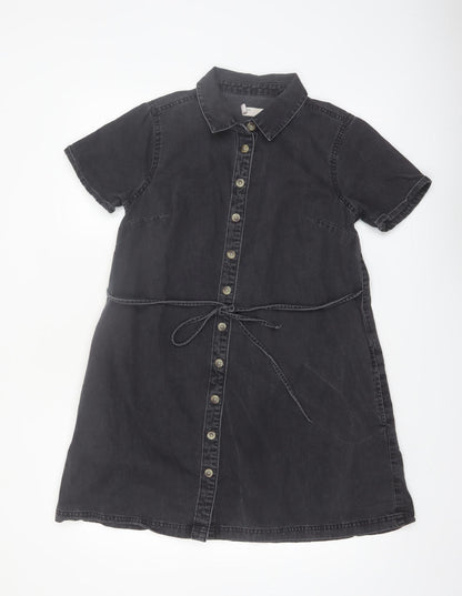 ASOS DESIGN Women’s Black Cotton Button Shirt Dress Size 10