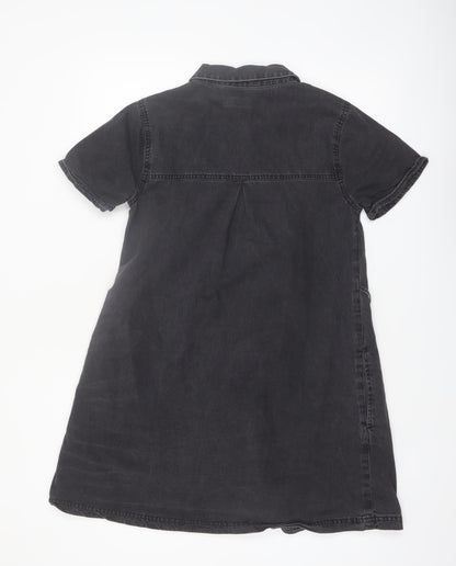 ASOS DESIGN Women’s Black Cotton Button Shirt Dress Size 10