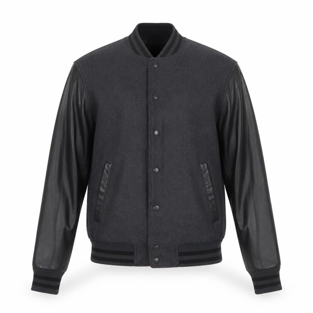 Burning Palms Men’s Black Wool Varsity Jacket Size S