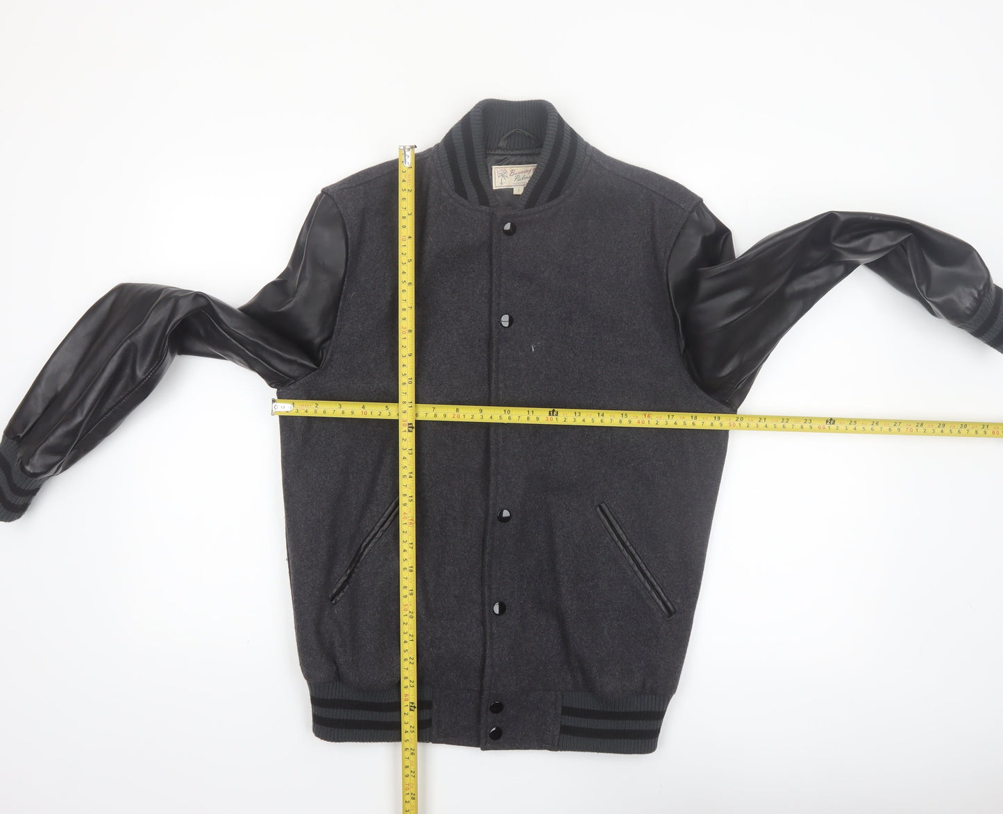 Burning Palms Men’s Black Wool Varsity Jacket Size S