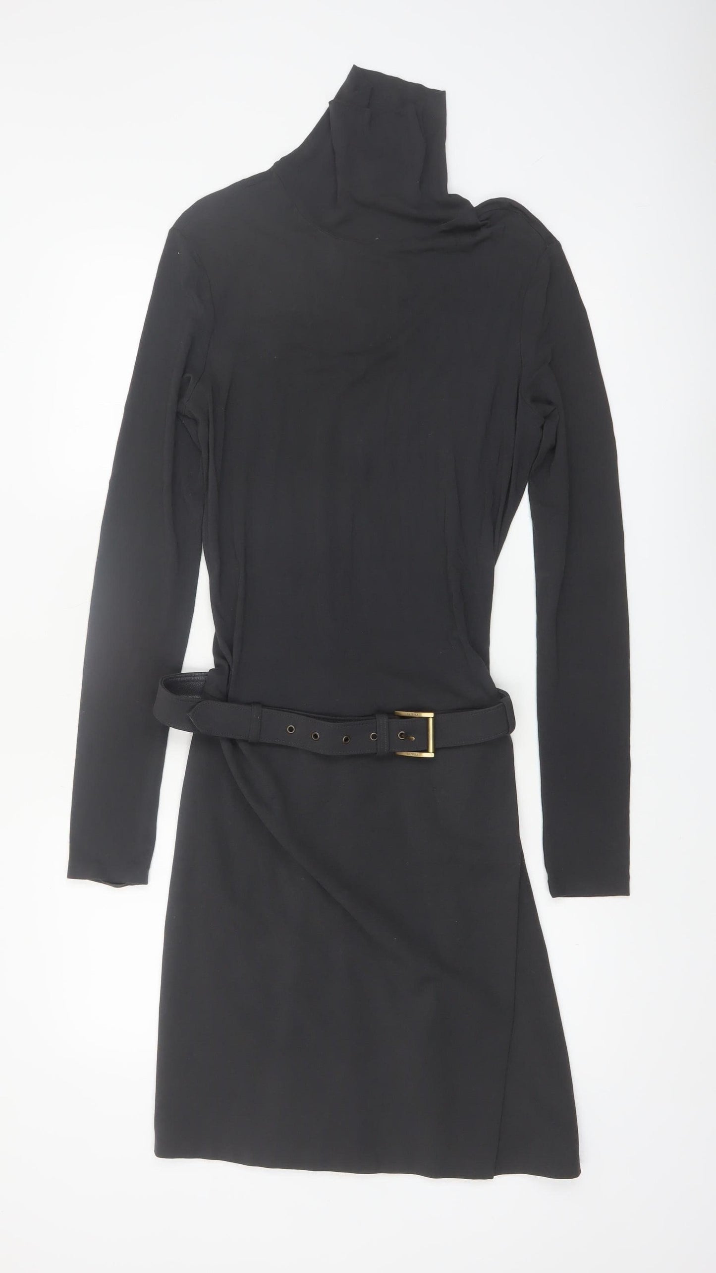 La Perla Women Black Size 12 Belted Bodycon Jersey Dress