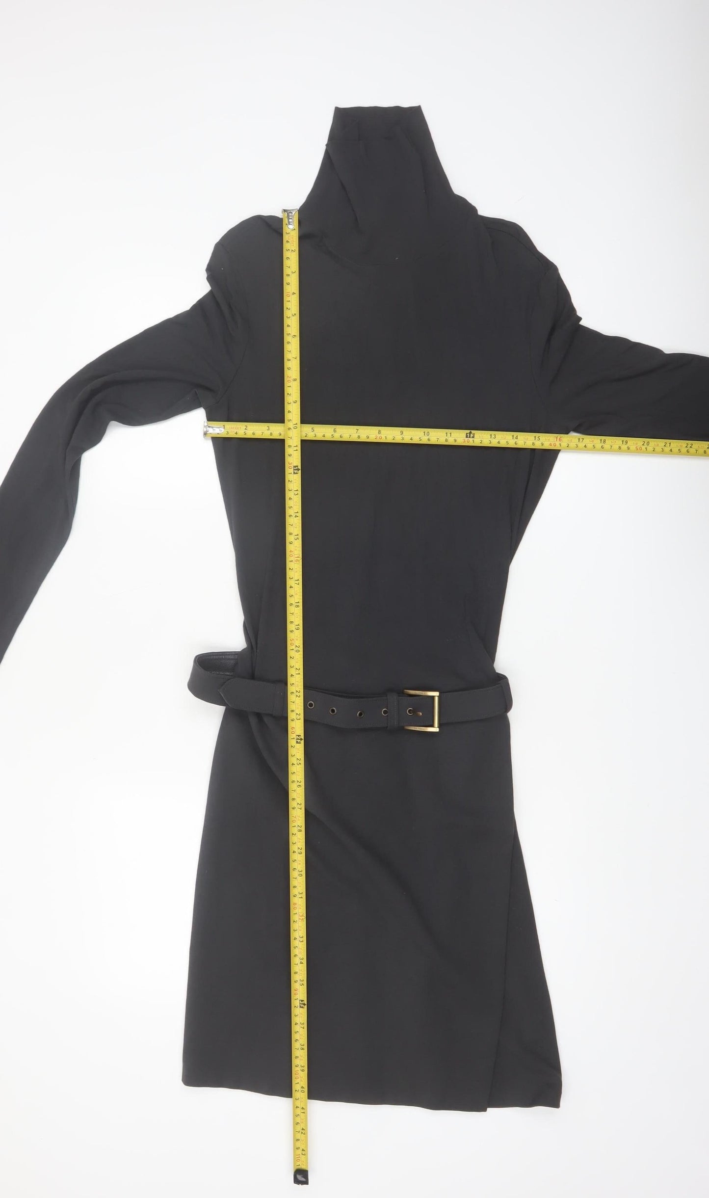 La Perla Women Black Size 12 Belted Bodycon Jersey Dress