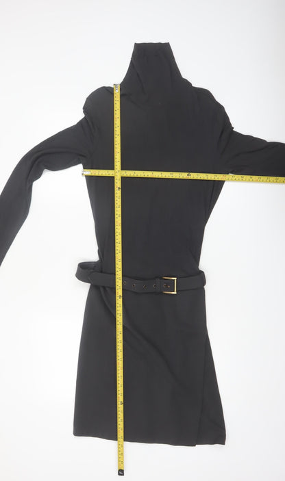 La Perla Women Black Size 12 Belted Bodycon Jersey Dress