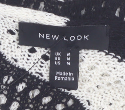 New Look Women’s Black Beige Crochet Knit Midi Slip Dress Size M