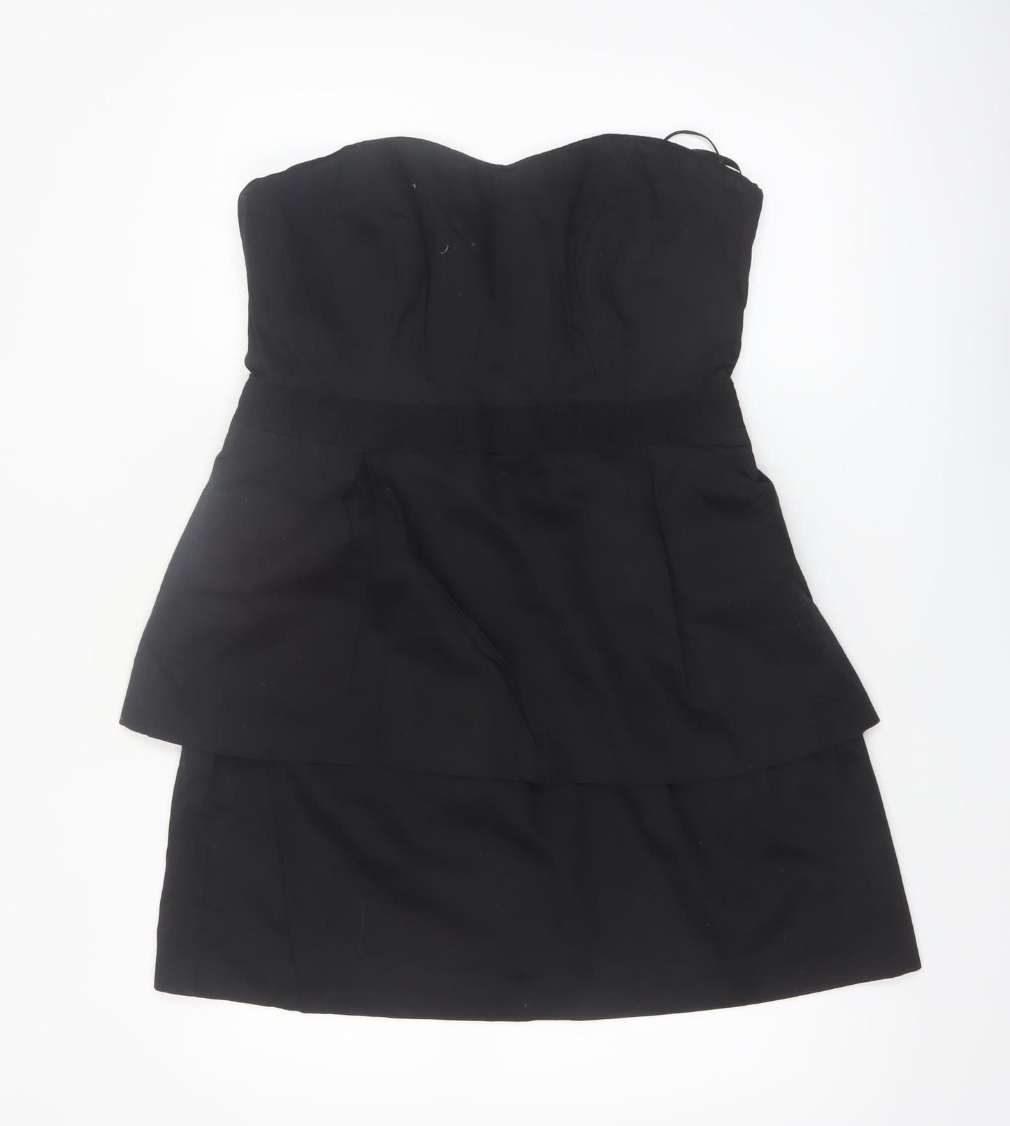 Coast Women's Black Strapless Layered Short Dress Size 16