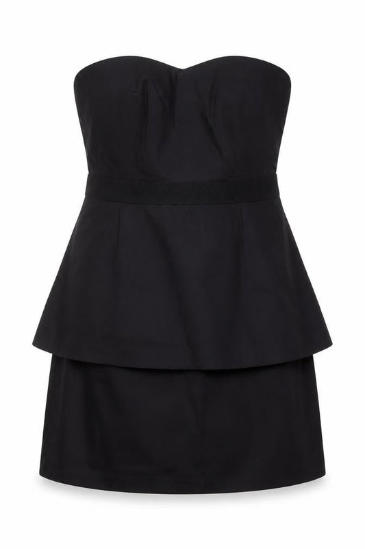 Coast Women's Black Strapless Layered Short Dress Size 16