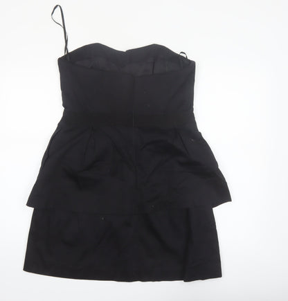 Coast Women's Black Strapless Layered Short Dress Size 16