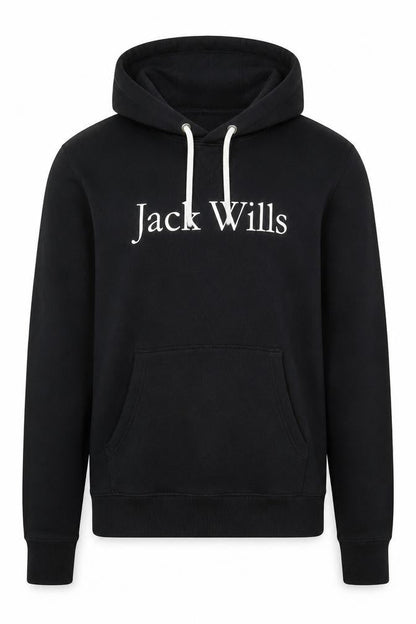 Jack Wills Men's Black Pullover Hoodie S Regular Fit Logo Fleece
