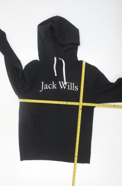 Jack Wills Men's Black Pullover Hoodie S Regular Fit Logo Fleece