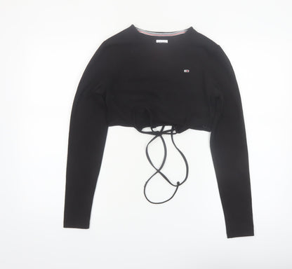 Tommy Jeans Women's Black Cropped Long Sleeve Top M